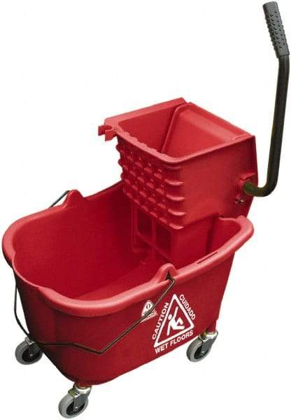 O-Cedar - 33 Qt Plastic Bucket & Wringer - 22" Long x 34" High x 15" Wide, Red - All Tool & Supply