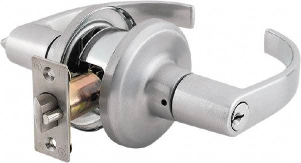 Stanley - Grade 2 Classroom Lever Lockset - 2-3/8 & 2-3/4" Back Set, Brass Alloy, Satin Chrome Finish - All Tool & Supply