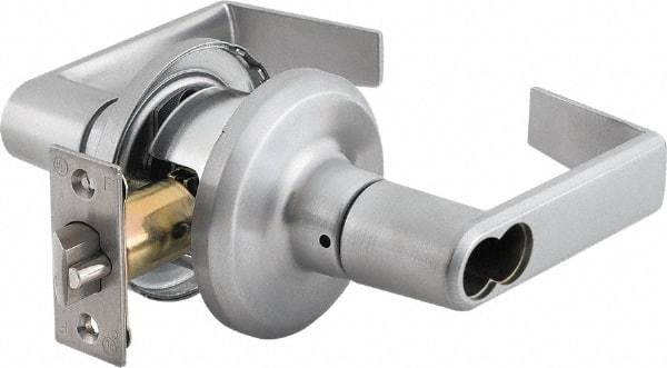 Stanley - Grade 2 Classroom Lever Lockset - 2-3/8 & 2-3/4" Back Set, Brass Alloy, Satin Chrome Finish - All Tool & Supply