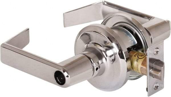 Stanley - Grade 2 Office Lever Lockset - 2-3/8 & 2-3/4" Back Set, Brass Alloy, Bright Chrome Finish - All Tool & Supply