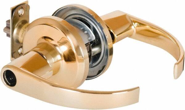 Stanley - Grade 2 Office Lever Lockset - 2-3/8 & 2-3/4" Back Set, Brass Alloy, Bright Brass Finish - All Tool & Supply