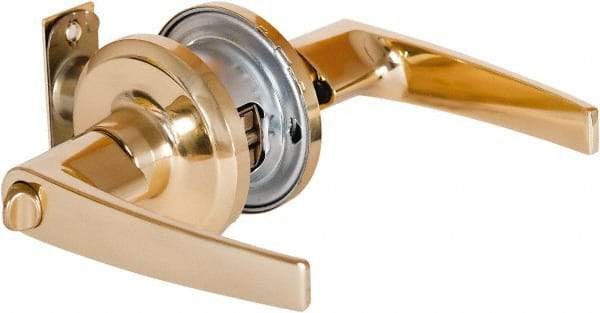 Stanley - Grade 2 Office Lever Lockset - 2-3/8 & 2-3/4" Back Set, Brass Alloy, Bright Brass Finish - All Tool & Supply