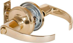 Stanley - Grade 2 Privacy Lever Lockset - 2-3/8 & 2-3/4" Back Set, Keyless Cylinder, Brass Alloy, Bright Brass Finish - All Tool & Supply