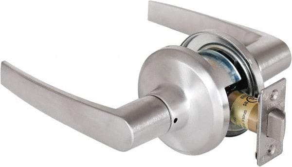 Stanley - Grade 2 Passage Lever Lockset - 2-3/8 & 2-3/4" Back Set, Keyless Cylinder, Brass Alloy, Satin Chrome Finish - All Tool & Supply