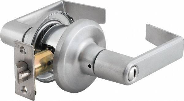 Stanley - Grade 2 Privacy Lever Lockset - 2-3/8 & 2-3/4" Back Set, Keyless Cylinder, Brass Alloy, Satin Chrome Finish - All Tool & Supply