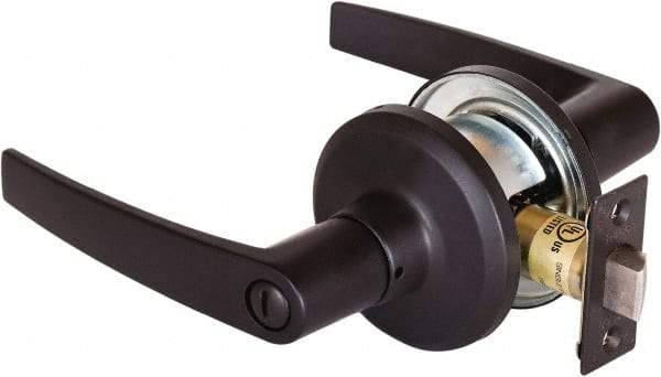 Stanley - Grade 2 Privacy Lever Lockset - 2-3/8 & 2-3/4" Back Set, Keyless Cylinder, Brass Alloy, Oil Rubbed Bronze Finish - All Tool & Supply