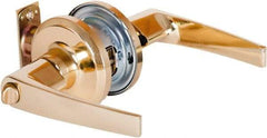 Stanley - Grade 2 Privacy Lever Lockset - 2-3/8 & 2-3/4" Back Set, Keyless Cylinder, Brass Alloy, Bright Brass Finish - All Tool & Supply