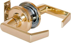 Stanley - Grade 2 Passage Lever Lockset - 2-3/8 & 2-3/4" Back Set, Keyless Cylinder, Brass Alloy, Bright Brass Finish - All Tool & Supply