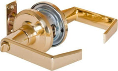 Stanley - Grade 2 Privacy Lever Lockset - 2-3/8 & 2-3/4" Back Set, Keyless Cylinder, Brass Alloy, Bright Brass Finish - All Tool & Supply