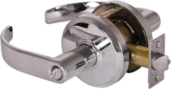 Stanley - Grade 2 Entrance Lever Lockset - 2-3/4" Back Set, Key In Lever Cylinder, Brass Alloy, Bright Chrome Finish - All Tool & Supply