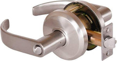 Stanley - Grade 2 Entrance Lever Lockset - 2-3/4" Back Set, Key In Lever Cylinder, Brass Alloy, Nickel Finish - All Tool & Supply