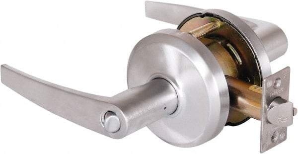 Stanley - Grade 2 Entrance Lever Lockset - 2-3/4" Back Set, Key In Lever Cylinder, Brass Alloy, Satin Chrome Finish - All Tool & Supply