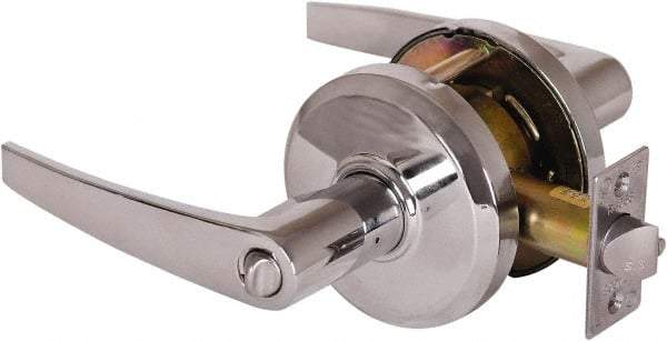 Stanley - Grade 2 Entrance Lever Lockset - 2-3/4" Back Set, Key In Lever Cylinder, Brass Alloy, Bright Chrome Finish - All Tool & Supply