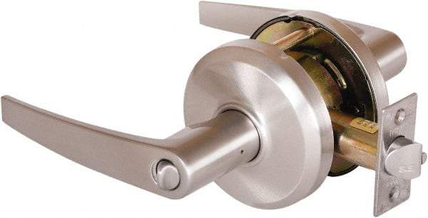 Stanley - Grade 2 Entrance Lever Lockset - 2-3/4" Back Set, Key In Lever Cylinder, Brass Alloy, Nickel Finish - All Tool & Supply