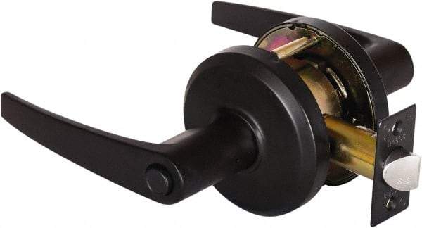 Stanley - Grade 2 Privacy Lever Lockset - 2-3/4" Back Set, Keyless Cylinder, Brass Alloy, Oil Rubbed Bronze Finish - All Tool & Supply