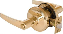 Stanley - Grade 2 Privacy Lever Lockset - 2-3/4" Back Set, Keyless Cylinder, Brass Alloy, Bright Brass Finish - All Tool & Supply