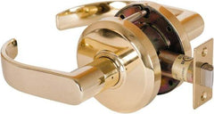 Stanley - Grade 2 Passage Lever Lockset - 2-3/4" Back Set, Keyless Cylinder, Brass Alloy, Bright Brass Finish - All Tool & Supply