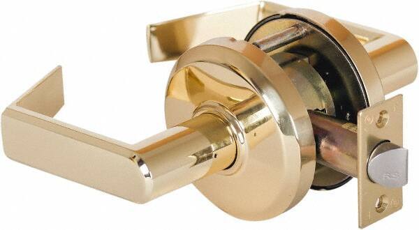 Stanley - Grade 2 Passage Lever Lockset - 2-3/4" Back Set, Keyless Cylinder, Brass Alloy, Bright Brass Finish - All Tool & Supply