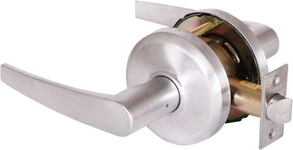 Stanley - Grade 2 Passage Lever Lockset - 2-3/4" Back Set, Keyless Cylinder, Brass Alloy, Satin Chrome Finish - All Tool & Supply