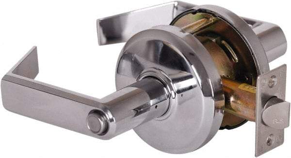 Stanley - Grade 2 Privacy Lever Lockset - 2-3/4" Back Set, Keyless Cylinder, Brass Alloy, Bright Chrome Finish - All Tool & Supply