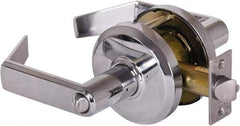 Stanley - Grade 2 Entrance Lever Lockset - 2-3/4" Back Set, Key In Lever Cylinder, Brass Alloy, Bright Chrome Finish - All Tool & Supply