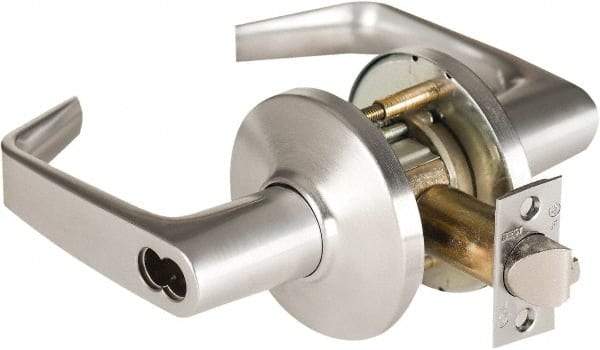 Best - Grade 1 Entrance Lever Lockset - 2-3/4" Back Set, Key In Lever Cylinder, Brass Alloy, Satin Chrome Finish - All Tool & Supply