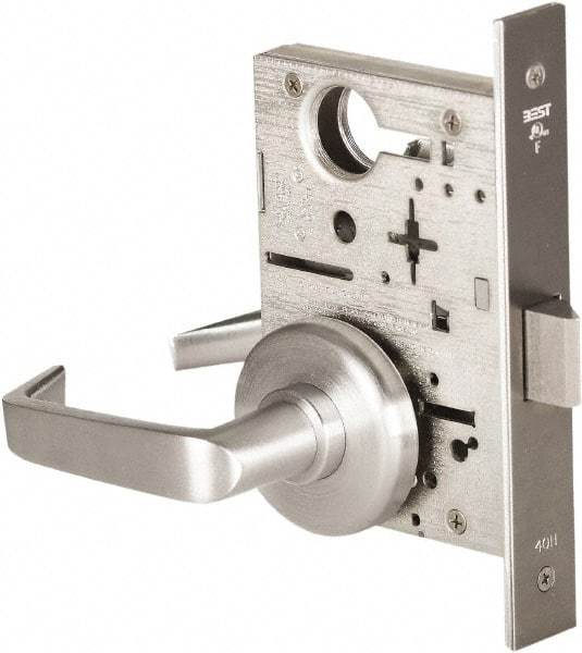 Best - Grade 1 Passage Lever Lockset - 2-3/4" Back Set, Keyless Cylinder, Brass Alloy, Satin Chrome Finish - All Tool & Supply