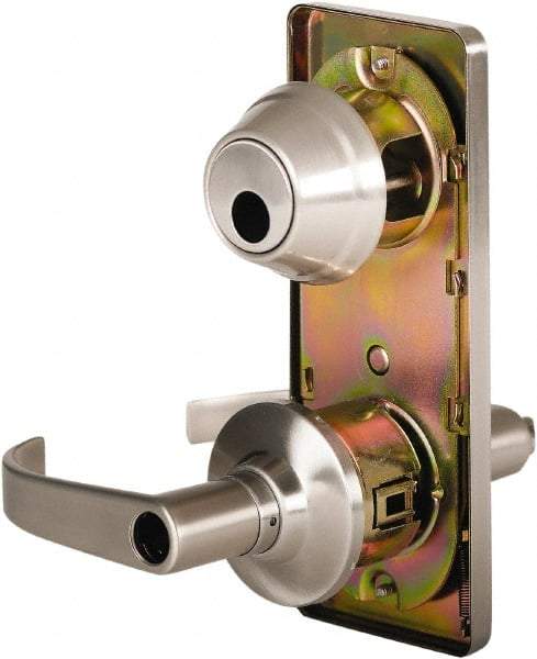 Stanley - Grade 2 Entry Lever Lockset - 2-3/4" Back Set, Key In Lever Cylinder, Brass Alloy, Nickel Finish - All Tool & Supply