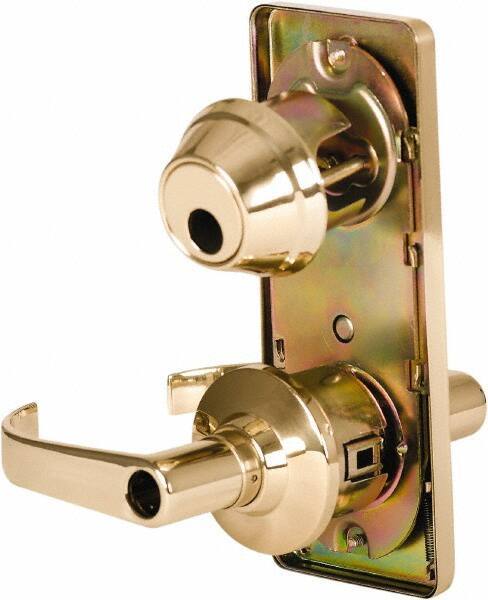 Stanley - Grade 2 Entry Lever Lockset - 2-3/4" Back Set, Key In Lever Cylinder, Brass Alloy, Bright Brass Finish - All Tool & Supply