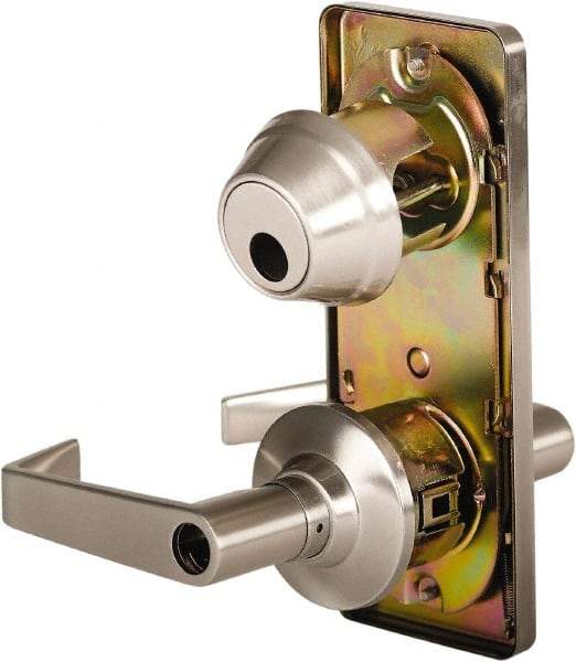 Stanley - Grade 2 Entry Lever Lockset - 2-3/4" Back Set, Key In Lever Cylinder, Brass Alloy, Nickel Finish - All Tool & Supply