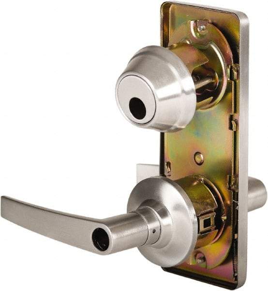 Stanley - Grade 2 Entry Lever Lockset - 2-3/4" Back Set, Key In Lever Cylinder, Brass Alloy, Satin Chrome Finish - All Tool & Supply