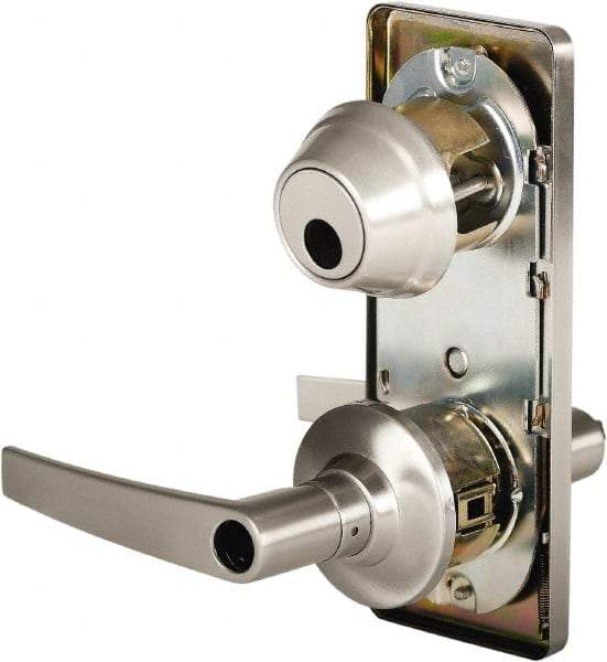 Stanley - Grade 2 Entry Lever Lockset - 2-3/4" Back Set, Key In Lever Cylinder, Brass Alloy, Nickel Finish - All Tool & Supply