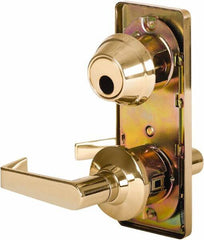 Stanley - Grade 2 Passage Lever Lockset - 2-3/4" Back Set, Keyless Cylinder, Brass Alloy, Bright Brass Finish - All Tool & Supply