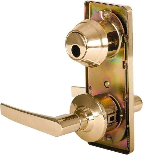 Stanley - Grade 2 Passage Lever Lockset - 2-3/4" Back Set, Keyless Cylinder, Brass Alloy, Bright Brass Finish - All Tool & Supply