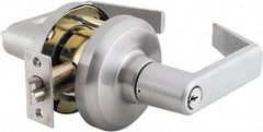 Stanley - Grade 1 Entrance Lever Lockset - 2-3/4" Back Set, Key In Lever Cylinder, Brass Alloy, Satin Chrome Finish - All Tool & Supply