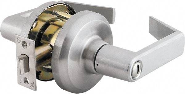 Stanley - Grade 1 Privacy Lever Lockset - 2-3/4" Back Set, Keyless Cylinder, Brass Alloy, Satin Chrome Finish - All Tool & Supply