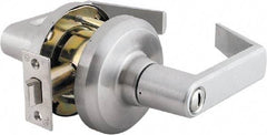 Stanley - Grade 1 Privacy Lever Lockset - 2-3/4" Back Set, Keyless Cylinder, Brass Alloy, Satin Chrome Finish - All Tool & Supply