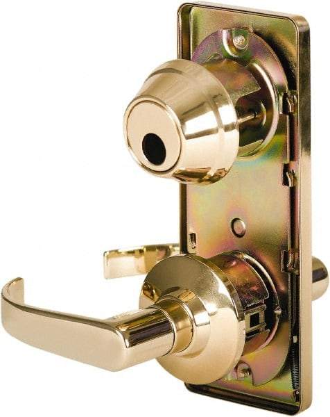 Stanley - Grade 2 Passage Lever Lockset - 2-3/4" Back Set, Keyless Cylinder, Brass Alloy, Bright Brass Finish - All Tool & Supply