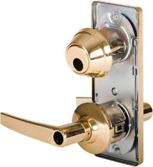 Stanley - Grade 2 Entry Lever Lockset - 2-3/4" Back Set, Key In Lever Cylinder, Brass Alloy, Bright Brass Finish - All Tool & Supply