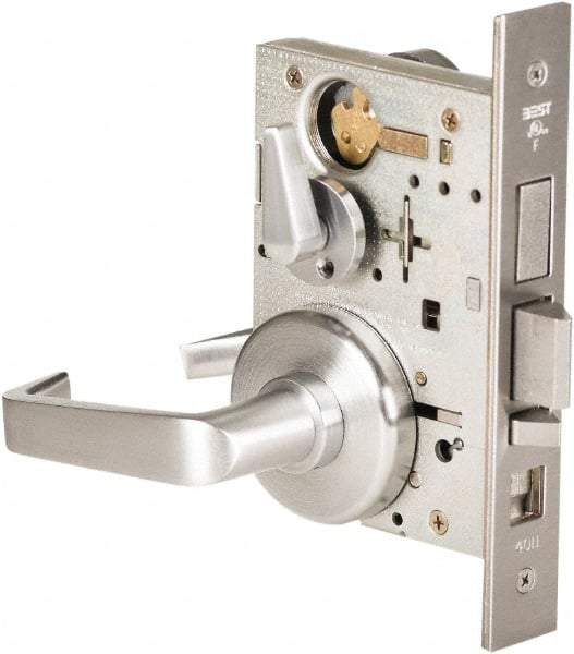 Stanley - Grade 1 All Purpose Lever Lockset - 2-3/4" Back Set, Best SFIC Cylinder, Brass Alloy, Satin Chrome Finish - All Tool & Supply