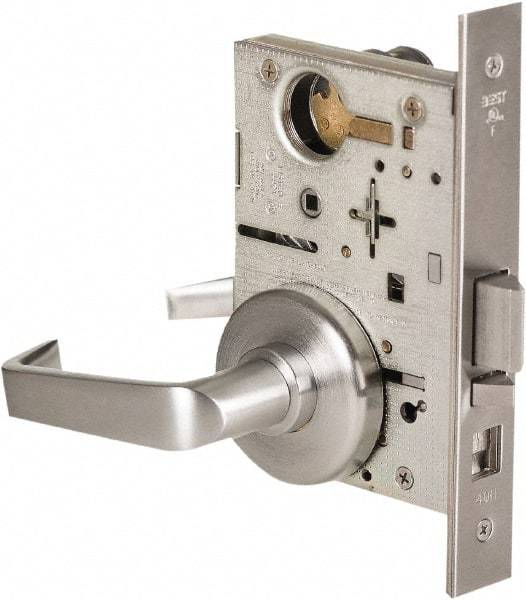 Stanley - Grade 1 Office Lever Lockset - 2-3/4" Back Set, Best SFIC Cylinder, Brass Alloy, Satin Chrome Finish - All Tool & Supply