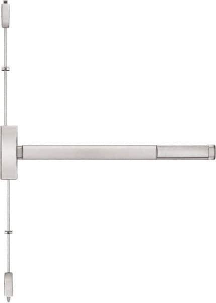 Precision - 36" OAL Right Hand Reverse Fire Rated Flatbar - 32 to 36" Door Width, Satin Stainless Steel Finish, Grade 1, Apex Series - All Tool & Supply