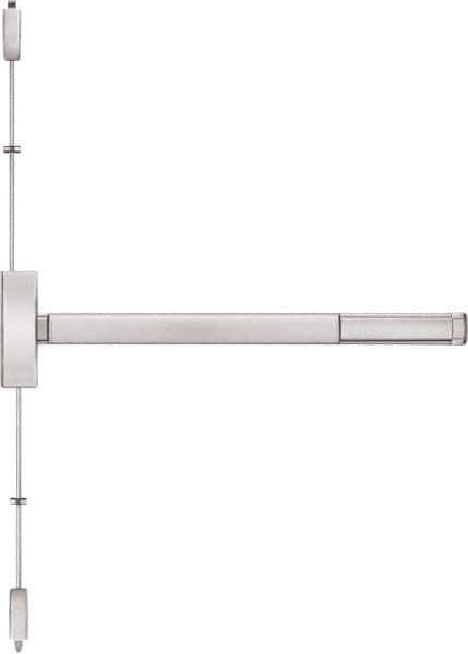 Precision - 48" OAL Right Hand Reverse Fire Rated Flatbar - 32 to 48" Door Width, Satin Stainless Steel Finish, Grade 1, Apex Series - All Tool & Supply