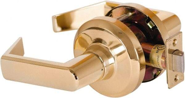 Stanley - Grade 1 Passage Lever Lockset - 2-3/4" Back Set, Keyless Cylinder, Brass Alloy, Bright Brass Finish - All Tool & Supply