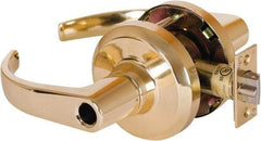 Stanley - Grade 1 Entrance Lever Lockset - 2-3/4" Back Set, Key In Lever Cylinder, Brass Alloy, Bright Brass Finish - All Tool & Supply