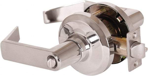 Stanley - Grade 1 Entrance Lever Lockset - 2-3/4" Back Set, Key In Lever Cylinder, Brass Alloy, Bright Chrome Finish - All Tool & Supply