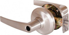 Stanley - Grade 1 Entrance Lever Lockset - 2-3/4" Back Set, Key In Lever Cylinder, Brass Alloy, Satin Nickel Finish - All Tool & Supply