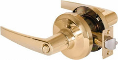 Stanley - Grade 1 Entrance Lever Lockset - 2-3/4" Back Set, Key In Lever Cylinder, Brass Alloy, Bright Brass Finish - All Tool & Supply