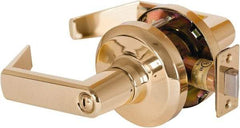 Stanley - Grade 1 Privacy Lever Lockset - 2-3/4" Back Set, Keyless Cylinder, Brass Alloy, Bright Brass Finish - All Tool & Supply