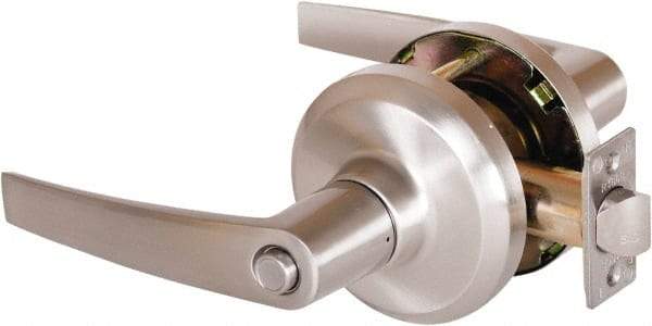 Stanley - Grade 1 Privacy Lever Lockset - 2-3/4" Back Set, Keyless Cylinder, Brass Alloy, Satin Nickel Finish - All Tool & Supply